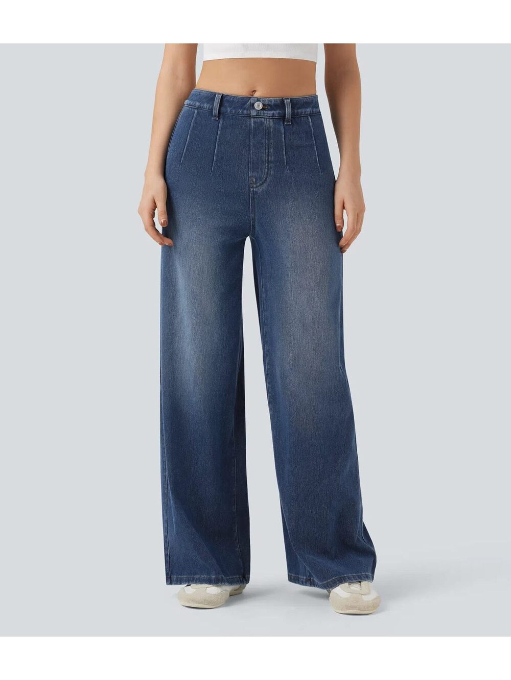 HALARA High Waisted Tummy Control Wide Leg Jeans with Pockets- Size L Tall